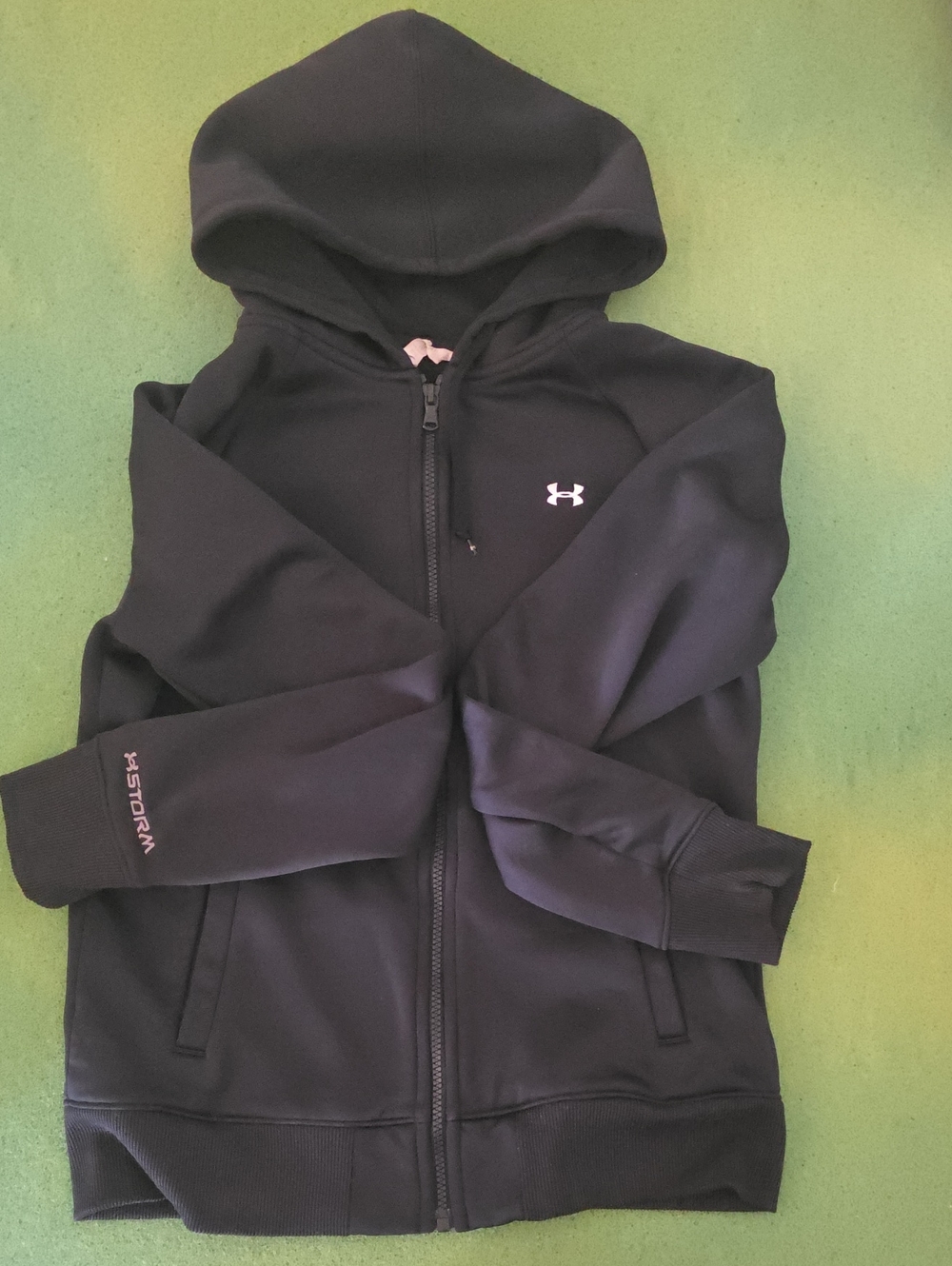 (M) Under Armour Black Kids Hooded Full-Zip Sweatshirt